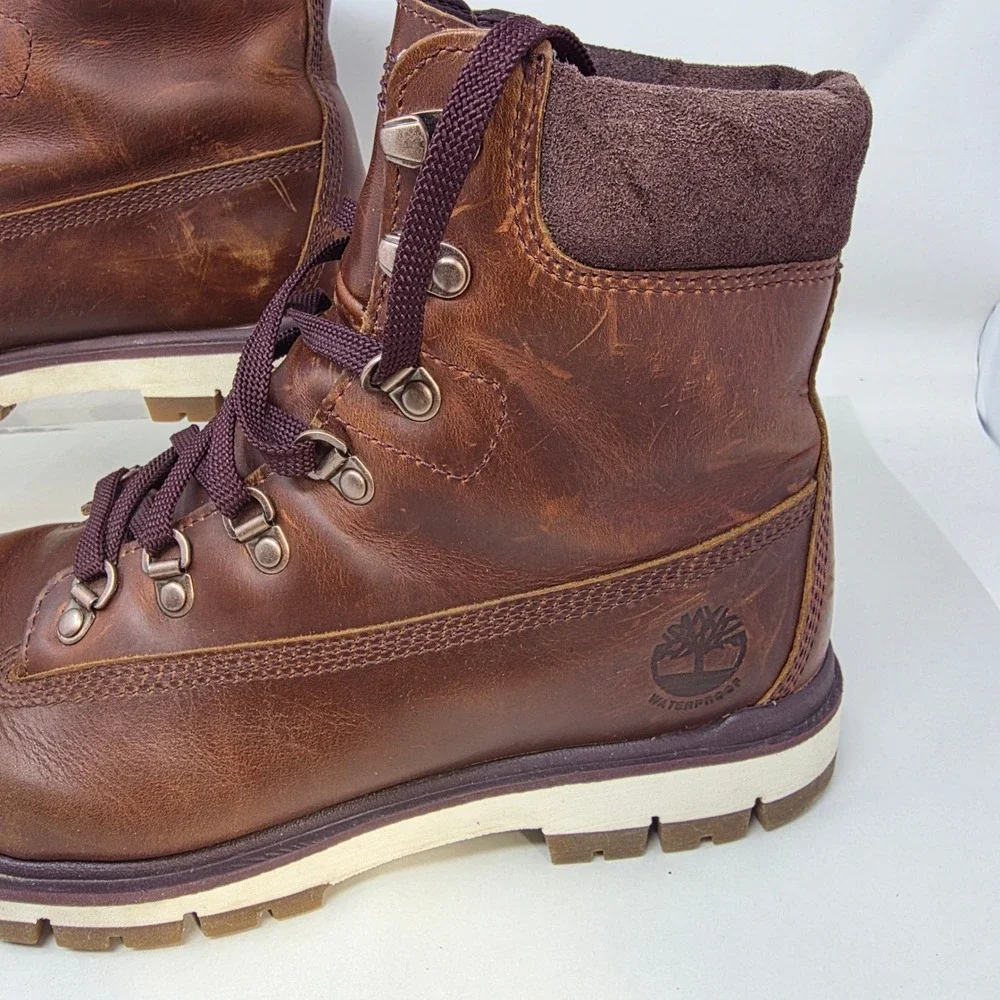 Timberland Waterproof Hiking Boots Mens 9.5 A2BZD Brown Leather ReBOTL Good